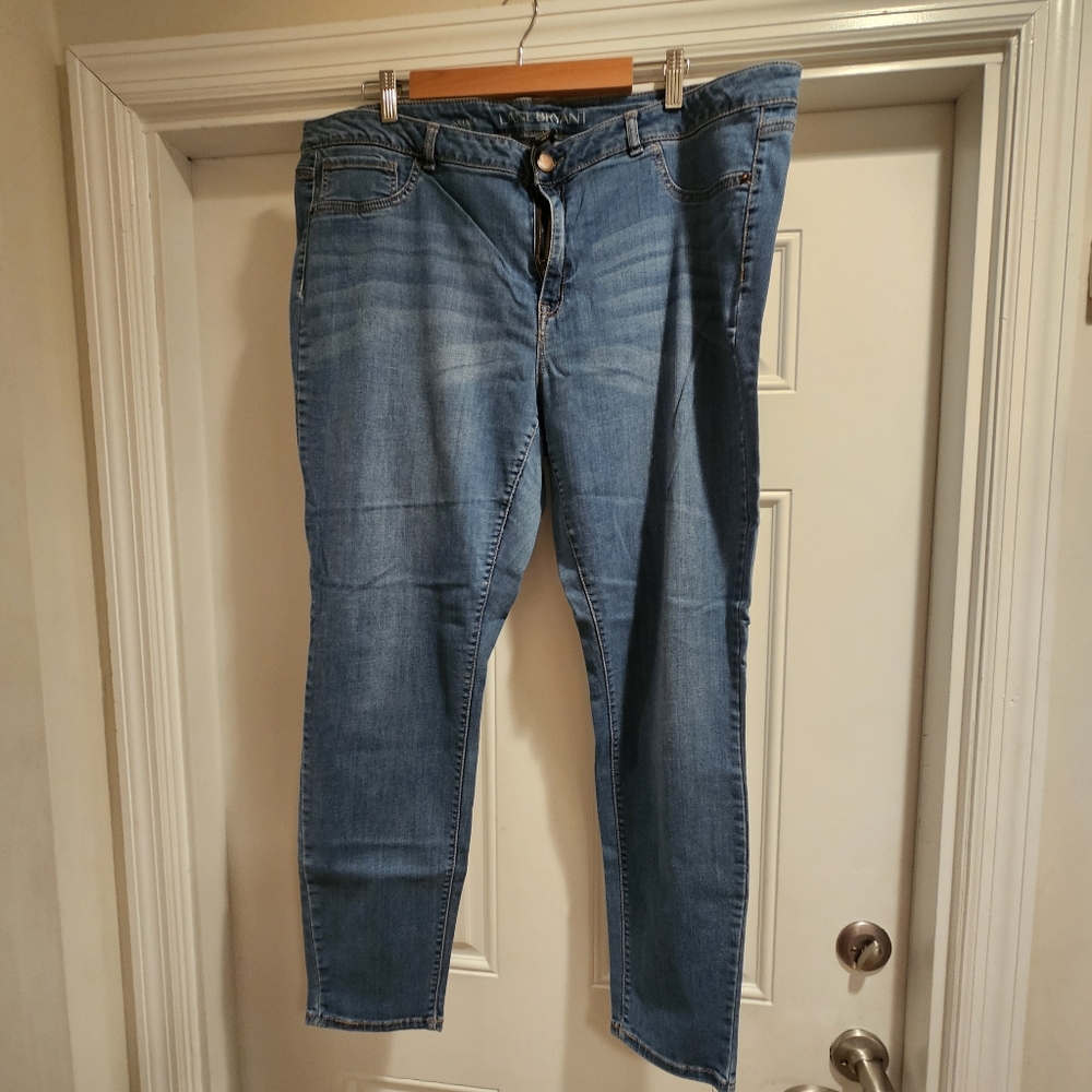 Lane Bryant Blue Skinny Jeans with Faded Details 22